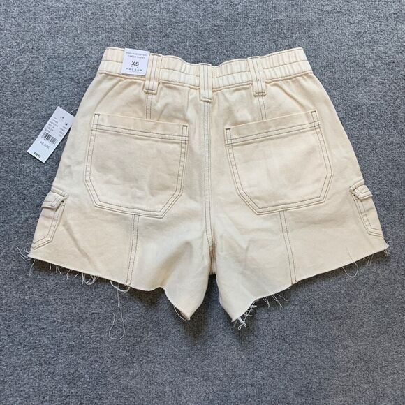 Pacsun Shorts Women XS Extra Small Ivory Denim Tint High Rise Cutoff Cargo - Picture 10 of 16